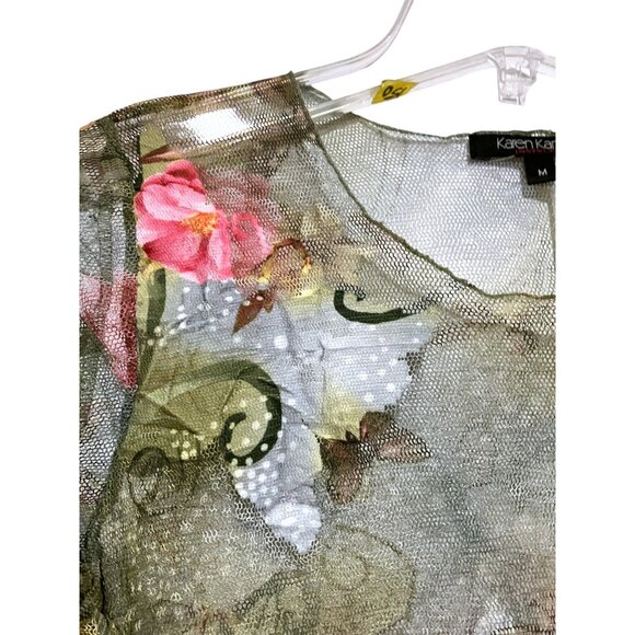 Y2K Butterfly Sheer Mesh Babydoll Top M Victorian Ethereal Fairy Garden Rave - Picture 2 of 6